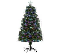 HOMCOM Árbol de Navidad 120cm Artificial con 130 Luces LED múltiples Colores y Estrella Brillante Árbol con Soporte Fibra Óptica Aosom España