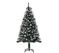 HOMCOM Árbol de Navidad 150 cm Árbol de Navidad Artificial con 378 Ramas 41 Decoraciones Soporte de Acero Base Plegable y Desmontable para Salón Verde
