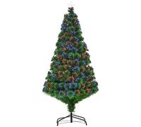 HOMCOM Árbol de Navidad de Fibra Óptica 150cm Multicolor con Base de Soporte