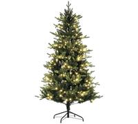 HOMCOM Árbol de Navidad 180 cm Árbol de Navidad Artificial con 350 Luces LED 726 Ramas y Soporte de Acero Árbol Navideño para Salón Interior Verde
