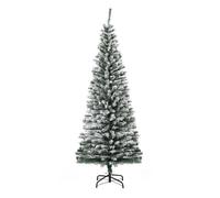 HOMCOM Árbol de Navidad 180 cm 492 Ramas Soporte de Metal Verde y Blanco | Árbol de Navidad Artificial Nevado, para Salón