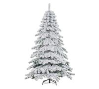 HOMCOM Árbol de Navidad 180 cm Árbol de Navidad Artificial Nevado con 627 Ramas y Soporte de Metal Árbol de Navideño para Salón Verde y Blanco
