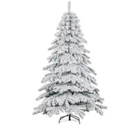 HOMCOM Árbol de Navidad 180 cm Árbol de Navidad Artificial Nevado con 627 Ramas y Soporte de Metal Árbol de Navideño para Salón Verde y Blanco