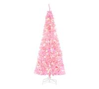 HOMCOM Árbol de Navidad Artificial con 618 Ramas 300 Luces LED IP20 Decoración Navideña para Interiores Ø63x180 cm Rosa