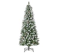 HOMCOM Árbol de Navidad 180 cm Árbol de Navidad Grande con 630 Puntas 37 Piñas Base Plegable y Soporte de Acero para Decoración de Interior Verde
