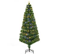 HOMCOM Árbol de Navidad 180cm Artificial Árbol con Soporte Metálico Luces LED Multicolores Verde Natural Material PVC Aosom España