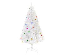 HOMCOM Árbol de Navidad Artificial 180 cm con 930 Ramas de PVC 48 Decoraciones Incluidas Ø105x180 Blanco Aosom España