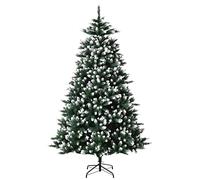 HOMCOM Árbol de Navidad Ramas con Soporte Metálico Árbol 210 cm Puntas Blancas Artificial de Navidad Realista para Interiores Verde Aosom España