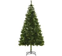 HOMCOM Árbol de Navidad 210cm Árbol de Pino con Soporte Metálico Verde | Decoración Navideña, 505 Ramas con Puntas Acentuadas en Plata