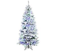Homcom - Árbol de Navidad 829 ramas nevadas con 250 luces LED - Ø112x210 cm