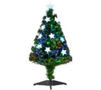 HOMCOM Árbol de Navidad 90cm Artificial Árbol de Pino Decoración Navideña con 12 LED de 3 Colores 90 Ramas Verde PVC Aosom España