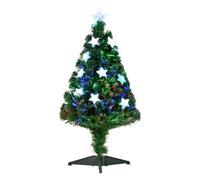 HOMCOM Árbol de Navidad 90cm Artificial Árbol de Pino Decoración Navideña con 12 LED de 3 Colores 90 Ramas Verde PVC Aosom España