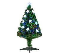 HOMCOM Árbol de Navidad 90cm Artificial Árbol de Pino Decoración Navideña con 12 LED de 3 Colores 90 Ramas Verde PVC Aosom España