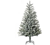 HOMCOM Árbol de Navidad Nevado Artificial 150 cm PVC y PE Base Plegable y Soporte de Metal Decoración Diám.90x150 cm Verde y Blanco Aosom España