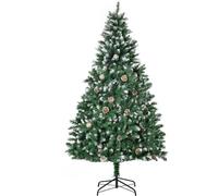 HOMCOM Árbol de Navidad Artificial Ø90x180 cm con 1111 Puntas de PVC y 59 Piñas con Base Plegable y Soporte de Acero Interiores Verde Aosom España