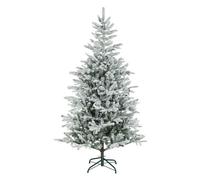Homcom árbol de navidad artificial ø110x180 cm, árbol de navidad nevado, abeto artificial con 1207 ramas articuladas, base plegable, fácil de montar, decoración para hogar, oficina, fiestas