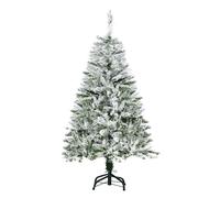 HOMCOM Árbol de Navidad Artificial 120 cm con Nieve y 200 Ramas Verde | Ignífugo, Apertura Automática, Base Plegable, Soporte Metálico, Decoración Navideña para Interiores