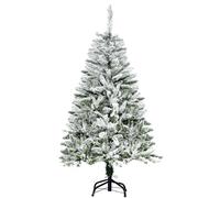 HOMCOM Árbol de Navidad Artificial 120 cm con Nieve Ignífugo con 200 Ramas Apertura Automática Base Plegable y Soporte Metálico Decoración Navideña para Interiores Verde