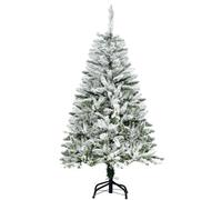 HOMCOM Árbol de Navidad Artificial 120 cm con Nieve y 200 Ramas Verde | Ignífugo, Apertura Automática, Base Plegable, Soporte Metálico, Decoración Navideña para Interiores
