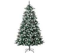 HOMCOM Árbol de Navidad Ramas con Soporte Metálico Árbol 210 cm Puntas Blancas Artificial de Navidad Realista para Interiores Verde Aosom España