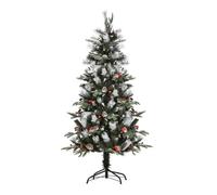 Homcom - Árbol de Navidad nevado 440 ramas con bayas y piñas - Ø75x150 cm