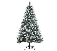 HOMCOM Árbol de Navidad Artificial 150cm con 41 Piñas Hojas de PVC con Efecto de Nieve Base Plegable y Soporte Metálico para Interiores Verde AOSOM ES