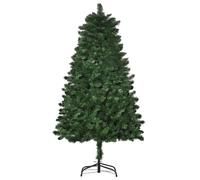 HOMCOM Árbol de Navidad Artificial 150 cm Ignífugo 454 Ramas Verde | 2 Tipos de Puntas de PVC, Base Plegable, Soporte de Acero, Decoración Navideña de Interior