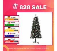 HOMCOM Árbol de Navidad Artificial con Nieve 150 cm con 360 Ramas 38 Bayas Decoración Navideña para Interiores Verde Aosom España