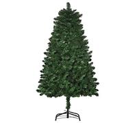 HOMCOM Árbol de Navidad Artificial 150 cm Ignífugo con 454 Ramas con 2 Tipos de Puntas de PVC Base Plegable y Soporte de Acero Decoración Navideña de Interior Verde