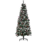 HOMCOM Árbol de Navidad Artificial 180 cm con 539 Ramas 51 Bayas Hojas de PVC Decoración Navideña para Interiores Verde Aosom España