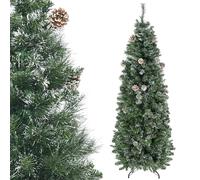 HOMCOM Árbol de Navidad Artificial 180 cm con 618 ramas nevadas, soporte de acero, árbol de Navidad artificial con base plegable de acero, verde