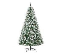 HOMCOM Árbol de Navidad Artificial 180 cm con Nieve con 800 Ramas 61 Piñas Decoración Navideña para Interiores Verde Aosom España