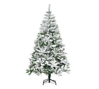HOMCOM Árbol de Navidad Artificial 180 cm con Nieve y 750 Ramas Verde | Ignífugo, Apertura Automática, Base Plegable, Soporte Metálico, Decoración Navideña para Interiores