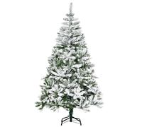 HOMCOM Árbol de Navidad Artificial 180 cm con Nieve Ignífugo con 750 Ramas Apertura Automática Base Plegable y Soporte Metálico Decoración Navideña para Interiores Verde