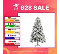 HOMCOM Árbol de Navidad Artificial 180 cm con Nieve Ignífugo con 750 Ramas Decoración Navideña para Interiores Verde