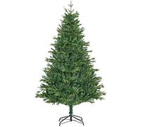 HOMCOM Árbol de Navidad Artificial 180 cm Ignífugo con 1443 Ramas Hojas de PVC Base Plegable y Soporte Metálico Decoración Navideña para Interiores Verde