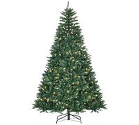 HOMCOM Árbol de Navidad Artificial 210 cm con 700 LED Blanco Cálido 2154 Puntas, Base Metálica Plegable Verde