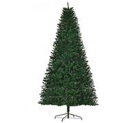 HOMCOM Árbol de Navidad Artificial 240 cm Ignífugo con 1499 Ramas con 2 Tipos de Puntas de PVC Base Plegable y Soporte de Acero Decoración Navideña de Interior Verde