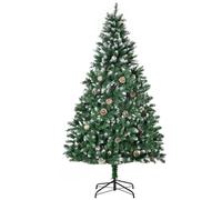 HOMCOM Árbol de Navidad Artificial Ø90x180 cm con 1111 Puntas de PVC y 59 Piñas con Base Plegable y Soporte de Acero Interiores Verde Aosom España