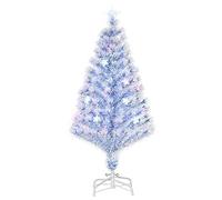 HOMCOM Árbol de Navidad Artificial con 3 Luces LED Árbol de Navidad PVC Metal Blanco+Azul Ø60 x 120H cm