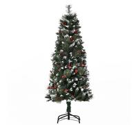 HOMCOM Árbol de Navidad Artificial con Nieve 150 cm con 360 Ramas 38 Bayas Decoración Navideña para Interiores Verde Aosom España