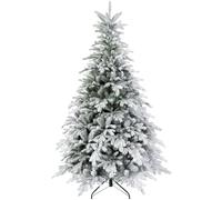 HOMCOM Árbol de Navidad Artificial de 180 cm con Nieve, 1321 Puntas, decoración navideña, Incluye Soporte de Metal para Interiores
