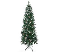 HOMCOM Árbol de Navidad Artificial de Nieve 180 cm con 508 Ramas 49 Piñas Base Plegable y Soporte de Acero Ø73x180 cm Verde Aosom España