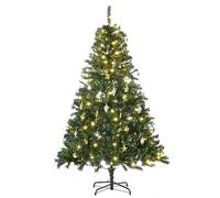 HOMCOM Árbol de Navidad con Luces LED Árbol Artificial 180 cm con 745 Ramas Bolas Adornos y Soporte de Metal Ø112x180 cm Verde