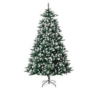 HOMCOM Árbol de Navidad 2012 Ramas con Soporte Metálico 210 cm Verde | Árbol Artificial de Navidad, Puntas Blancas, Realista, para Interiores