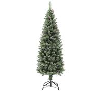 HOMCOM Árbol de Navidad Estrecho 150 cm Árbol de Navidad Artificial con 395 Ramas 30 Piñas y Soporte de Metal Árbol Navideño para Salón Interior Verde