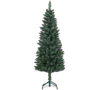 HOMCOM Árbol de Navidad Estrecho 150 cm Árbol de Navidad Grande Tipo Lápiz con Base Plegable y 317 Ramas para Dormitorio Oficina Verde