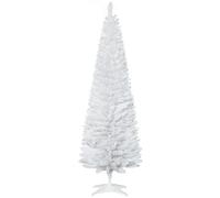 HOMCOM Árbol de Navidad Estrecho 180 cm, Árbol Artificial con 390 Ramas, Base de Plástico Desmontable, Fácil Montaje, para Salón Interior, Blanco