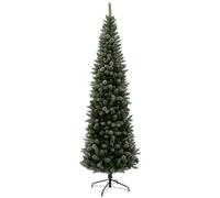 HOMCOM Árbol de Navidad Estrecho 225 cm Árbol de Navidad Artificial con 980 Ramas 75 Piñas y Soporte de Metal Árbol Navideño para Salón Interior Verde