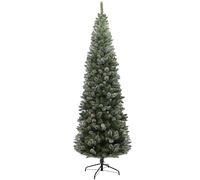 HOMCOM Árbol de Navidad Estrecho 225 cm Árbol de Navidad Artificial con 980 Ramas 75 Piñas y Soporte de Metal Árbol Navideño para Salón Interior Verde